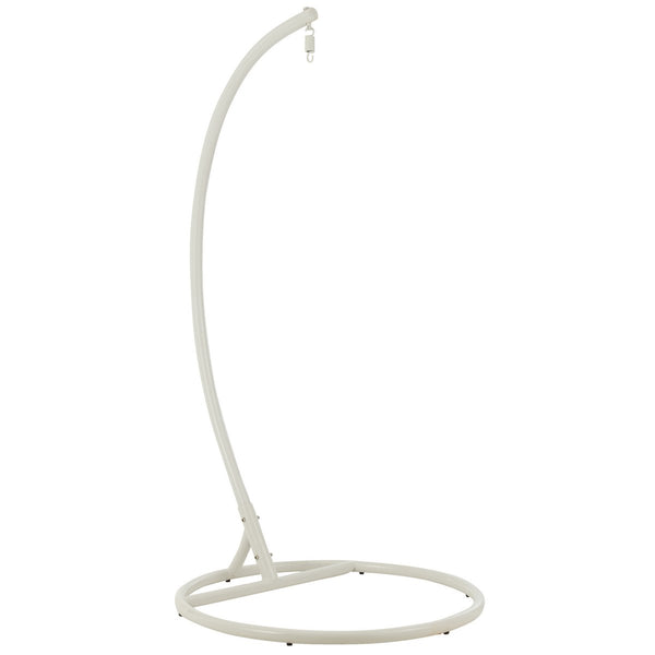 J-Line Hangstoel Bula – Inclusief Kussens – Wit Metaal & Riet – 113x103x197 cm