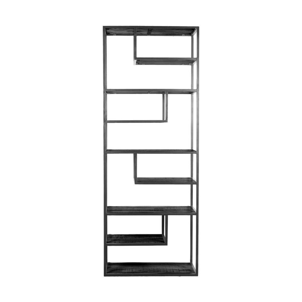 Vakkenkast Huub Zwart – Mangohout & Metaal – 210 x 80 cm – Roomdivider