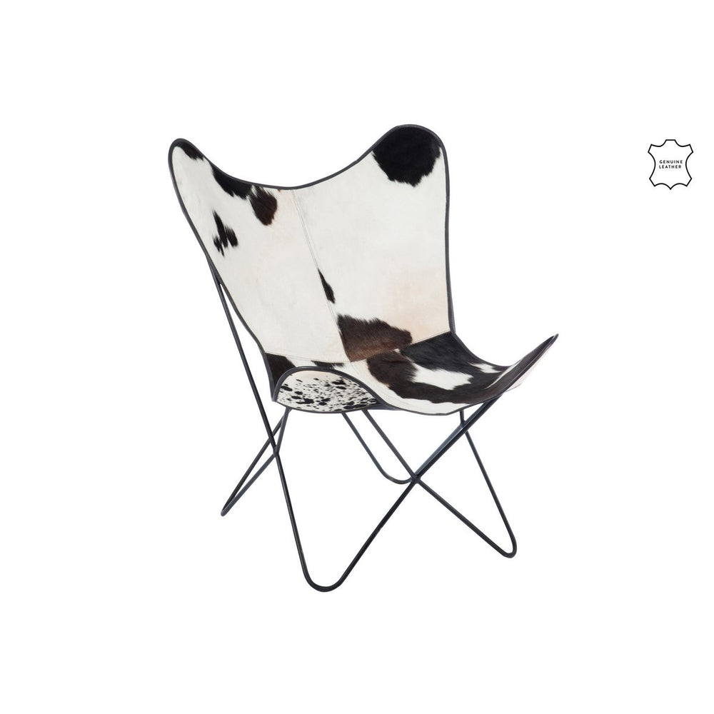 J-Line Lounge stoel – Koevel & Metaal – Wit/Zwart