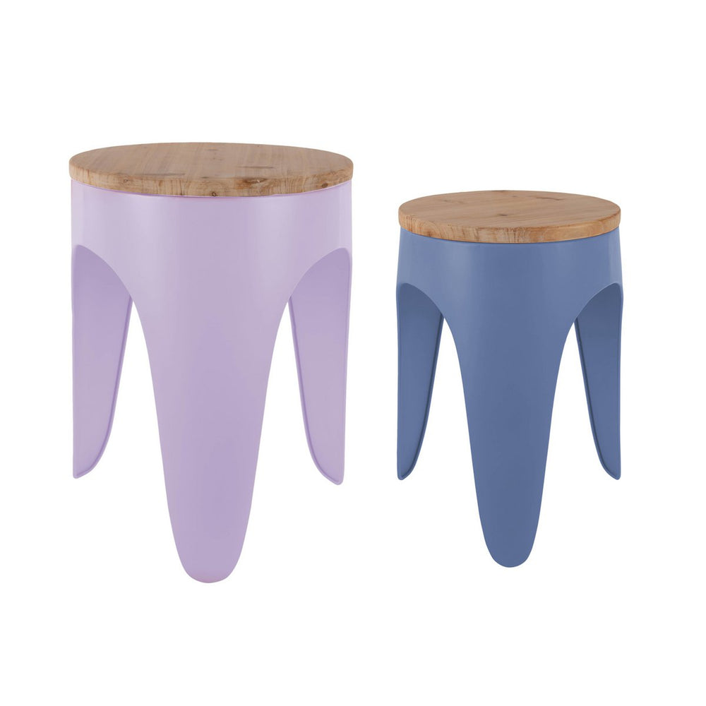 Krukjesset Dubbel Funky – Kleurrijke Retro Houten Zitjes voor Thuis