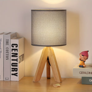 Minimalistische Dreibein-Tafellamp – Moderne Houten Accentlamp voor Slaapkamer & Woonkamer