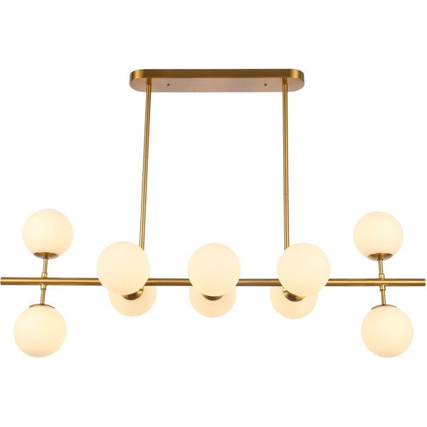 Luxe Hanglamp Christine White Gold – Moderne Messing Kroonluchter met Witte Glazen Bollen – G9 Fitting