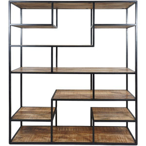 Vakkenkast Huub – Mangohout & Metaal – 210 x 145 cm – Industriële Roomdivider