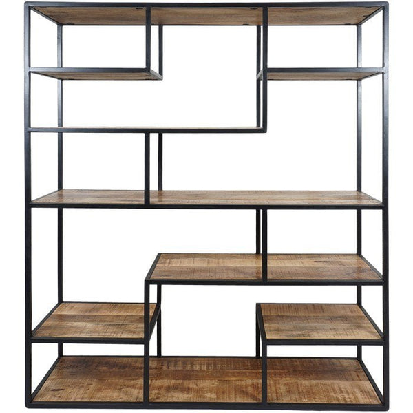 Vakkenkast Huub – Mangohout & Metaal – 210 x 145 cm – Industriële Roomdivider