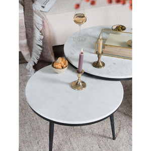 Salontafel Melle – Rond Wit Marmer & Metaal – 55 cm
