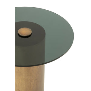 Bijzettafel Soni – Zwart Glas & Bronskleurig IJzer – 51 cm