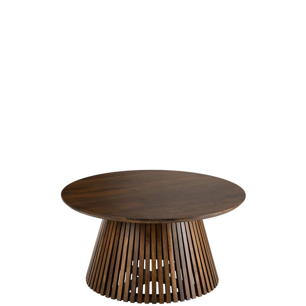 J-Line Salontafel Vincent Ø80 cm – Bruin Mangohout – Sculpturaal Design