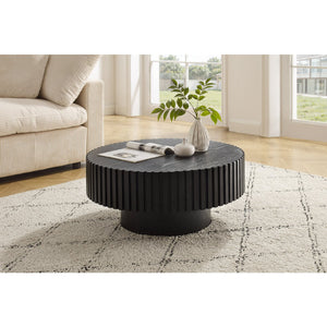 Ronde Salontafel Ø80 cm – Zwart Hout – Modern & Stijlvol – 34 cm Hoog