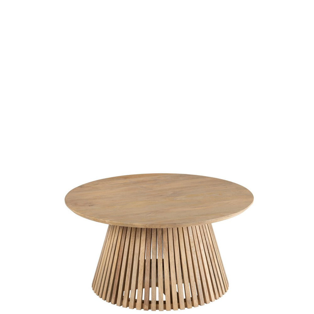 J-Line Salontafel Vincent – Rond Mangohout Naturel – Sculpturaal Design Ø80 cm