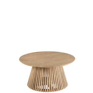 J-Line Salontafel Vincent – Rond Mangohout Naturel – Sculpturaal Design Ø80 cm