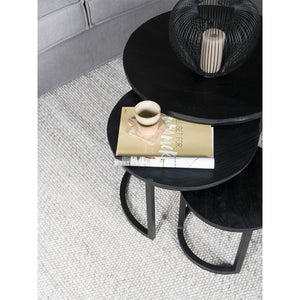 Industriële Salontafel Set van 3 – Mangohout & Zwart Staal – Salontafels Erjan