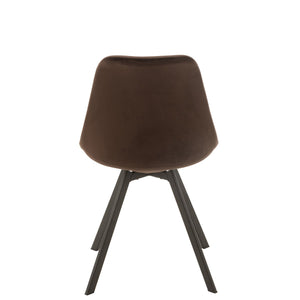 J-Line Stoel Helene Bruin – Metaal & Textiel – Slanke Eetkamerstoel met Comfort
