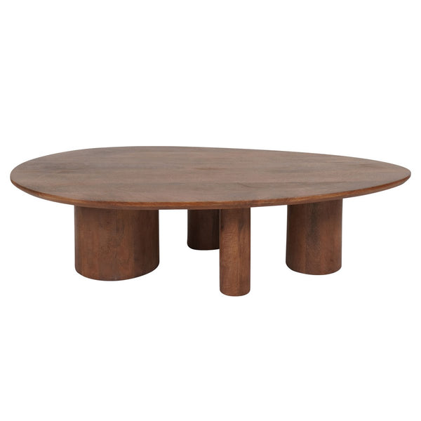 Salontafel Amir – 140×80 cm – Mangohout – Ovale tafel met robuuste ronde poten