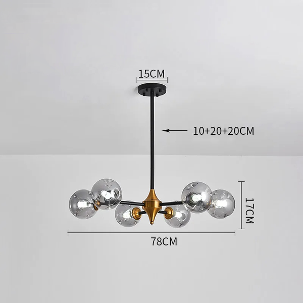 Moderne Hanglamp met Zwevende Glazen Bollen – Elegante LED-Kroonluchter voor Woonruimtes