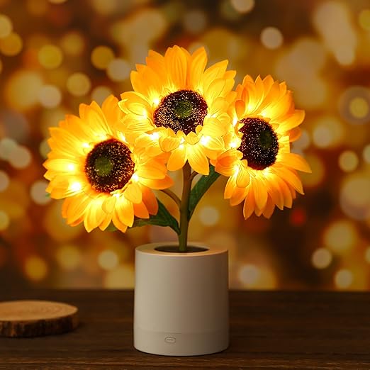 Sprankelende Zonnebloem LED Tafellamp – Gezellige Sfeerverlichting & Woondecoratie