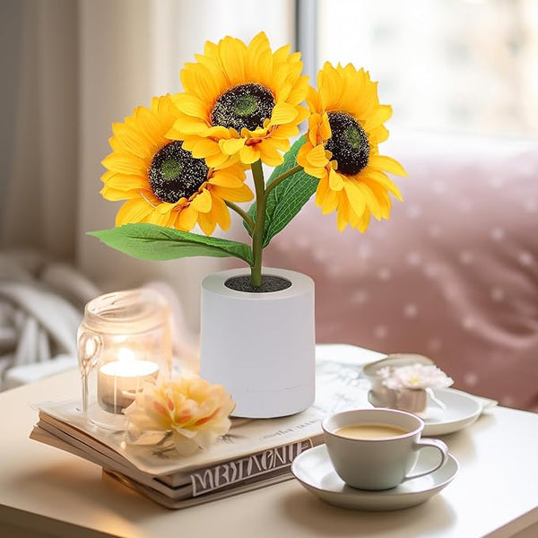 Sprankelende Zonnebloem LED Tafellamp – Gezellige Sfeerverlichting & Woondecoratie