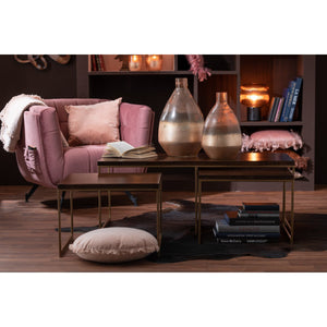 Salontafel Set Rafi – 3-Delig – IJzer & Hout – Goud/Donkerbruin – 120 cm