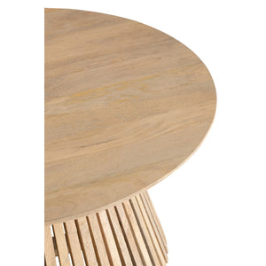 J-Line Salontafel Vincent – Rond Mangohout Naturel – Sculpturaal Design Ø80 cm