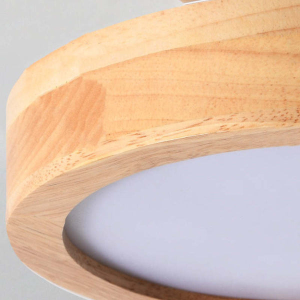Moderne Houten LED Plafondlamp – Natuurlijk Warm Licht voor Woon- en Eetkamer
