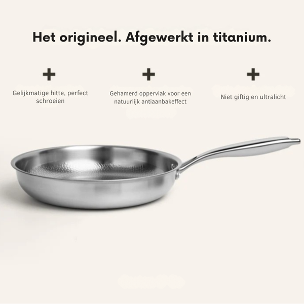 Titanium Gehamerde koekepan – Duurzaam, Gifvrij & Stijlvol Kookgerei voor Elke Keuken