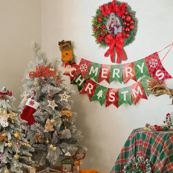 Moderne kerstkrans 30 cm – Stijlvolle kerstversiering voor voordeur & woonkamer