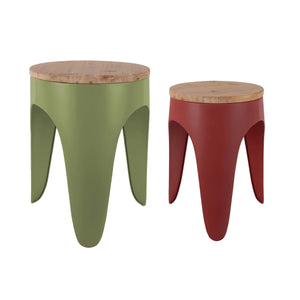 Krukjesset Dubbel Funky | Kleurrijke Retro Houten Krukjes voor Wonen & Interieur