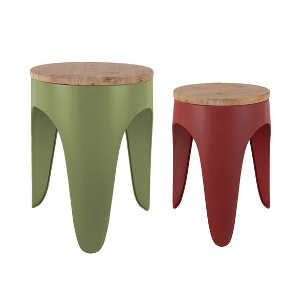 Krukjesset Dubbel Funky | Kleurrijke Retro Houten Krukjes voor Wonen & Interieur