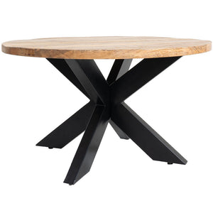 Salontafel Bob – Rond Mangohout met Zwarte Spinpoot – Ø80 x H46 cm