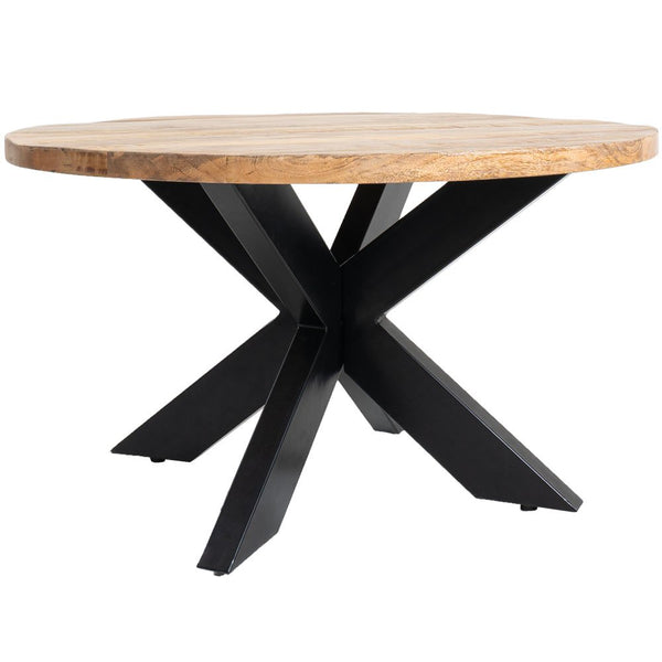 Salontafel Bob – Rond Mangohout met Zwarte Spinpoot – Ø80 x H46 cm