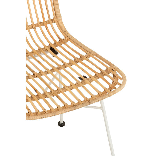 J-Line Stoel Ema – Rotan & Metaal – Naturel/Wit