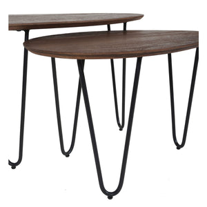 Salontafel Set van 2 – Fabio Espresso Mangohout met Zwart Metaal