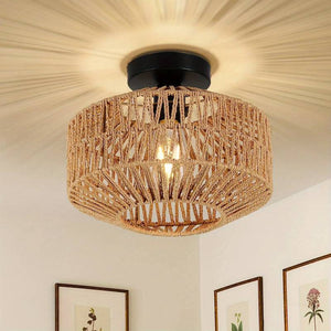 Boho Plafondlamp – Hanger van Natuurlijke Vezels voor een Warme & Gezellige Sfeer
