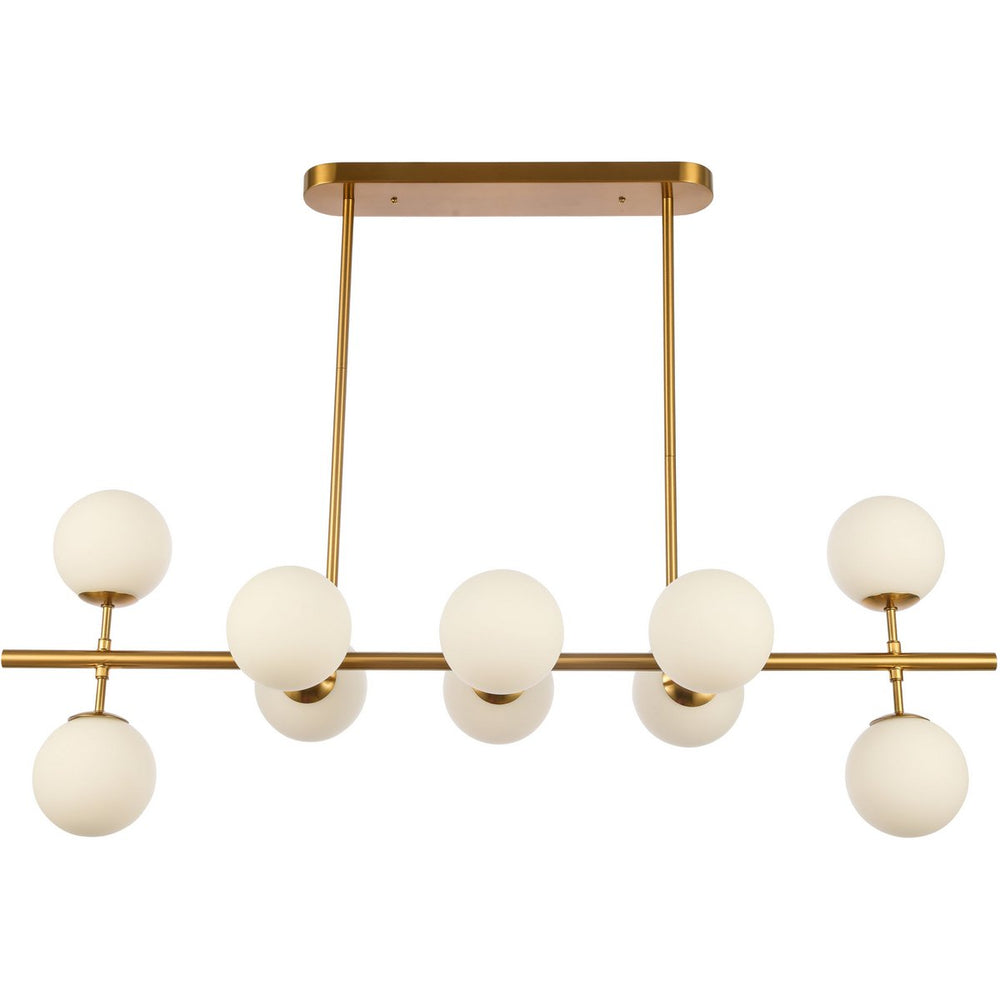 Luxe Hanglamp Christine White Gold – Moderne Messing Kroonluchter met Witte Glazen Bollen – G9 Fitting