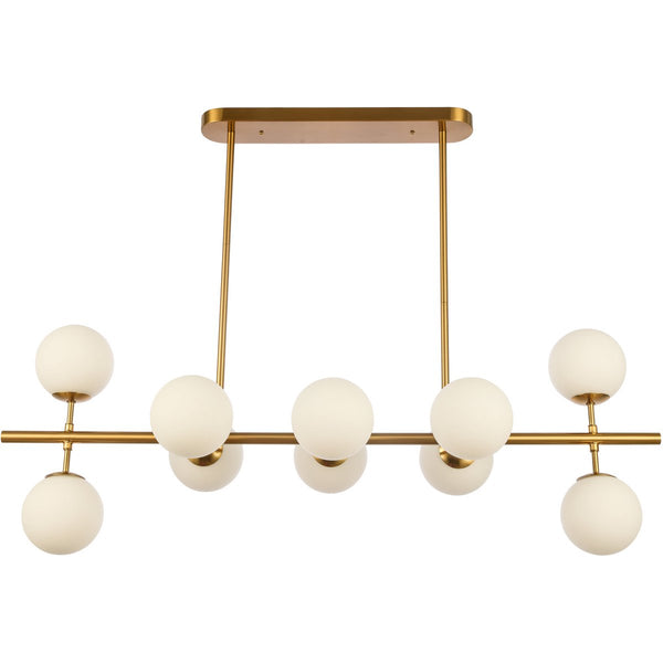 Luxe Hanglamp Christine White Gold – Moderne Messing Kroonluchter met Witte Glazen Bollen – G9 Fitting