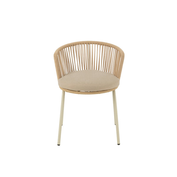 J-Line Toa Eetkamerstoel – Metaal & Koord – Beige – Comfort & Design