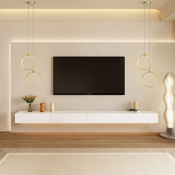 Elegante Hanglamp van Goudmessing | 2-Ring Plafondlamp voor Moderne Interieurs