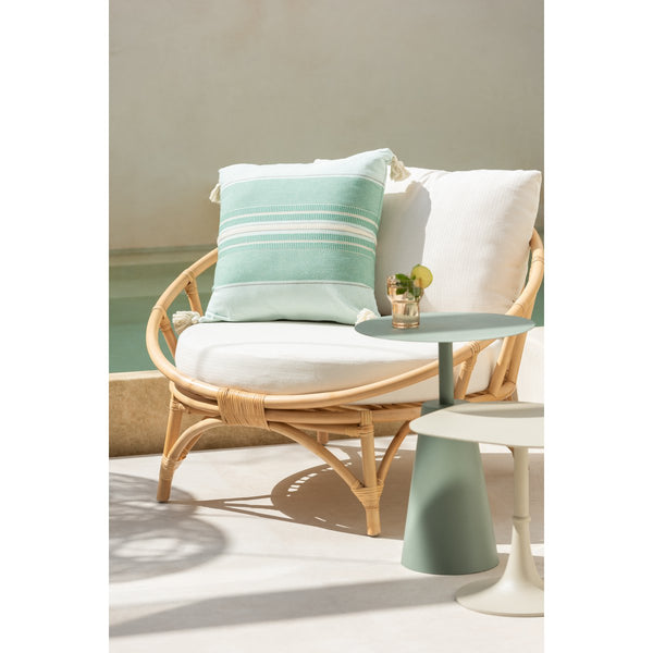 J-Line Stoel Met Kussen Naturel – Rotan – Loungefauteuil in Wit & Bruin