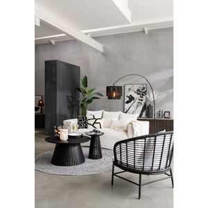 J-Line Salontafel Vincent Ø80 cm – Zwart Mangohout – Sculpturaal Design