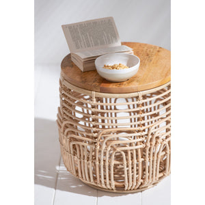 J-Line Bijzettafel Ellen – Rotan Naturel – Set van 2 – 48×48×52,5 cm – Bohemian stijl
