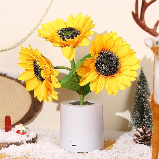 Sprankelende Zonnebloem LED Tafellamp – Gezellige Sfeerverlichting & Woondecoratie