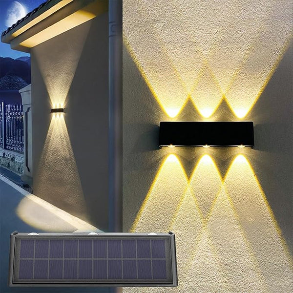 Solar Buitenwandlamp – Up & Down LED Verlichting, Weerbestendige Zonne-energie Lamp voor Tuin & Terras
