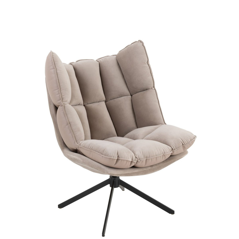 J-Line Relax Fauteuil Kussenstijl Grijs – Luxe Designstoel met Metaal Frame