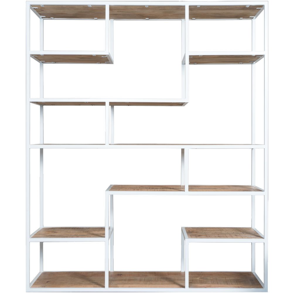 Vakkenkast Huub – Wit Mangohout & Metaal – 175 x 145 cm – Stijlvolle Roomdivider