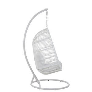 J-Line Hangstoel Ovaal – Staal – Wit – 119×105×193 cm – Luxe loungestoel met kussen