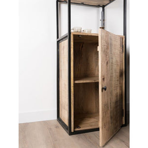Vakkenkast Cil – Mangohout & Metaal – 200 x 55 cm – Met Deurtje