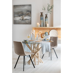 J-Line stoel Morgan - moderne eetkamerstoel met metalen poten - beige