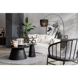 J-Line Bijzettafel Vincent – Rond Hout – Zwart – Sculpturaal Design Ø40 cm
