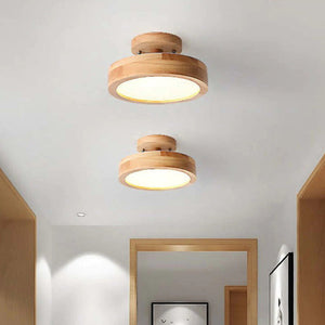 Moderne Houten LED Plafondlamp – Natuurlijk Warm Licht voor Woon- en Eetkamer