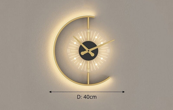 Elegante Halve Maan LED Wandklok – Moderne Woondecoratie met Verlicht Display