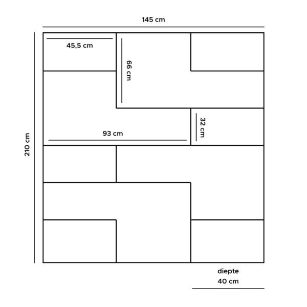 Vakkenkast Huub – Mangohout & Metaal – 210 x 145 cm – Industriële Roomdivider